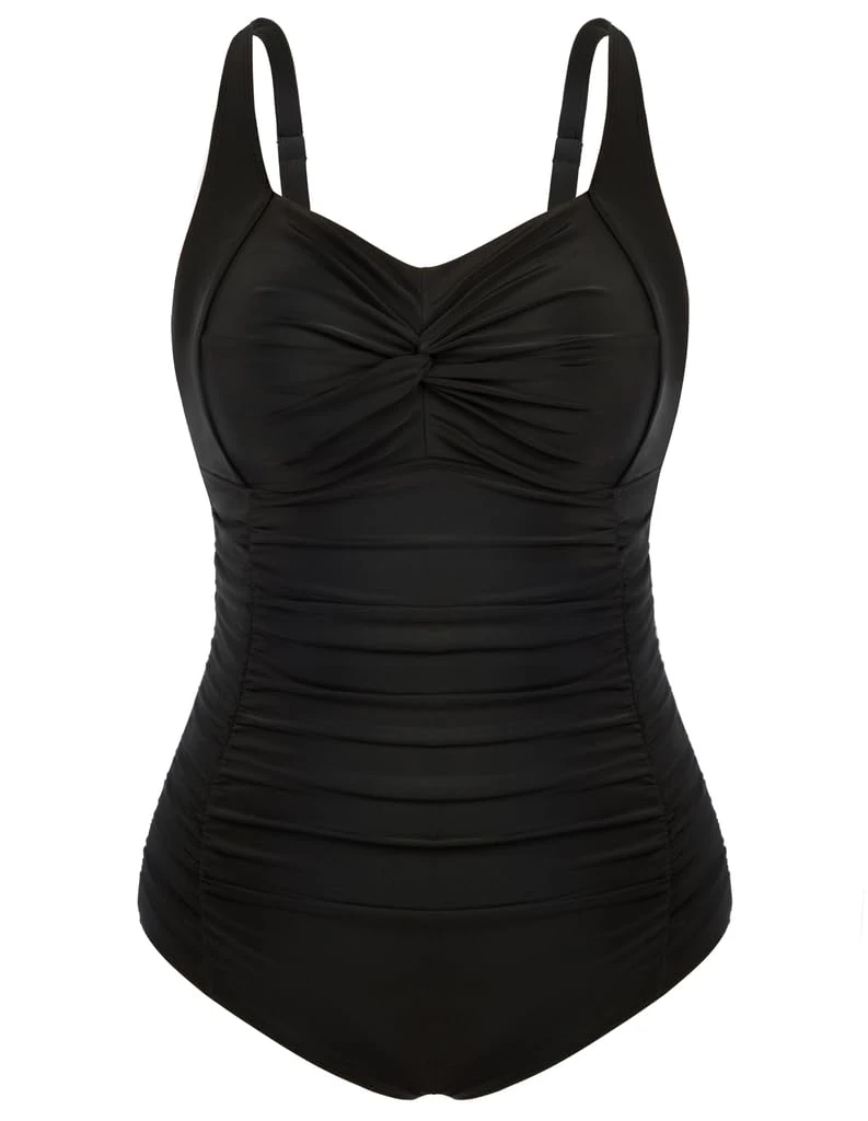 Hanna Nikole Women's Plus Size Sexy Tight Swimsuit Retro One-Piece Swimsuit Black 24 Plus