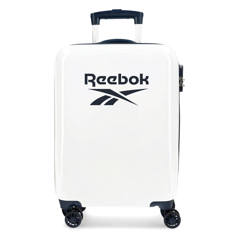 Reebok Maveryck Cabin Bag, White, 38 x 55 x 20 cm, Hard ABS, Side Combination Lock, 34 L, 2.86 kg, 4 Double Wheels, Hand Luggage