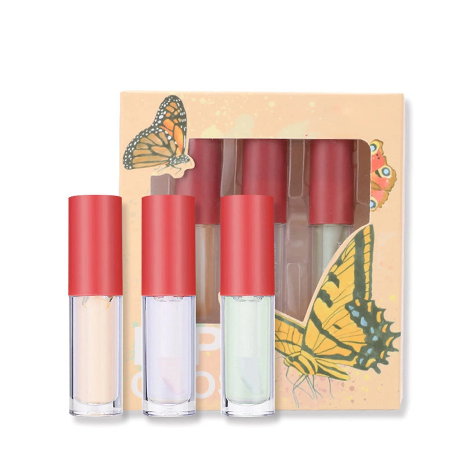 Star Lip Gloss Wet Peach 3PCS Lip Oil Lipstick Waterproof Pigment Long Lasting Lip Gloss Women Makeup Lipgloss Highlight Set 6ml for Lip Gloss Making