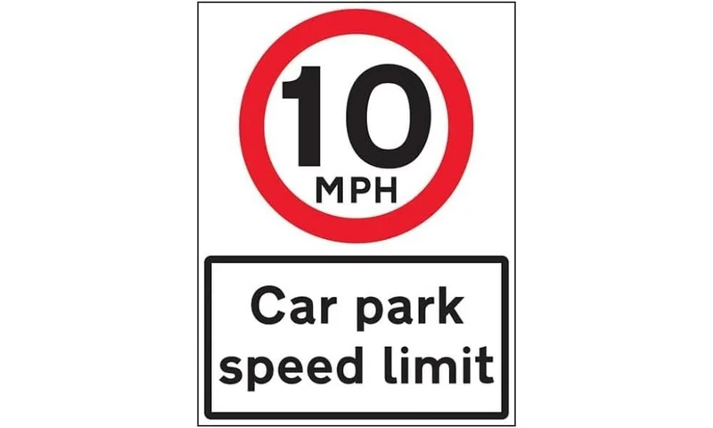 VSafety 10 MPH Car Park Speed Limit - 600x800mm Class RA1 Reflective 3mm Aluminium Composite Safety Sign