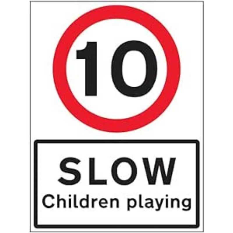 Vsafety 10 MPH Children Playing - 600x800mm 3mm Aluminium Composite Safety Sign