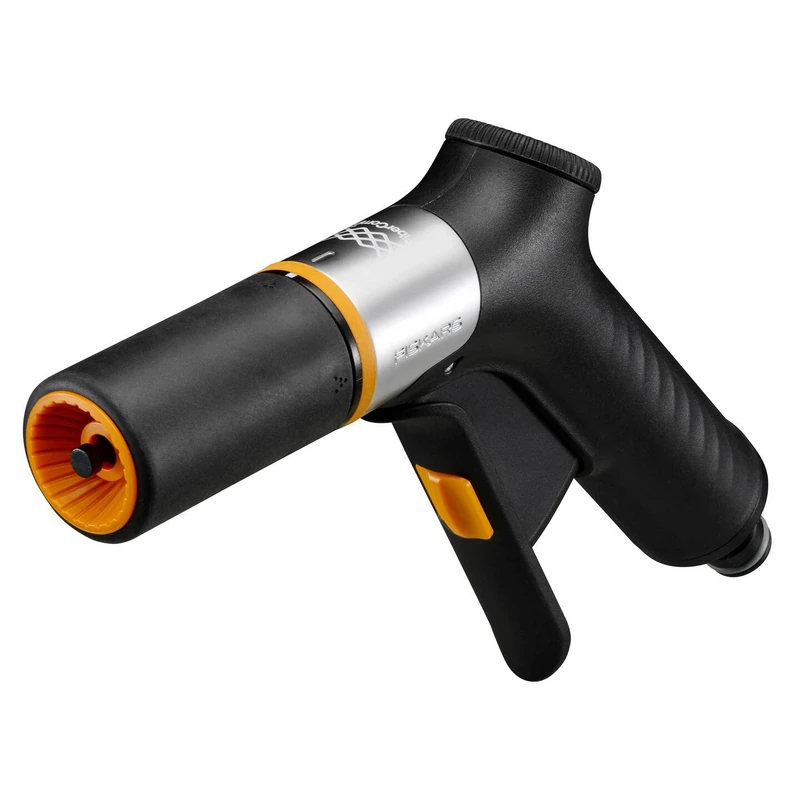 Fiskars Spray Gun, FiberComp, 2 Functions, continuously Adjustable Flow, on/Off Lock, Removable Water Filter, FiberComp/Metal, Universal Size, Black/Orange, 1067193