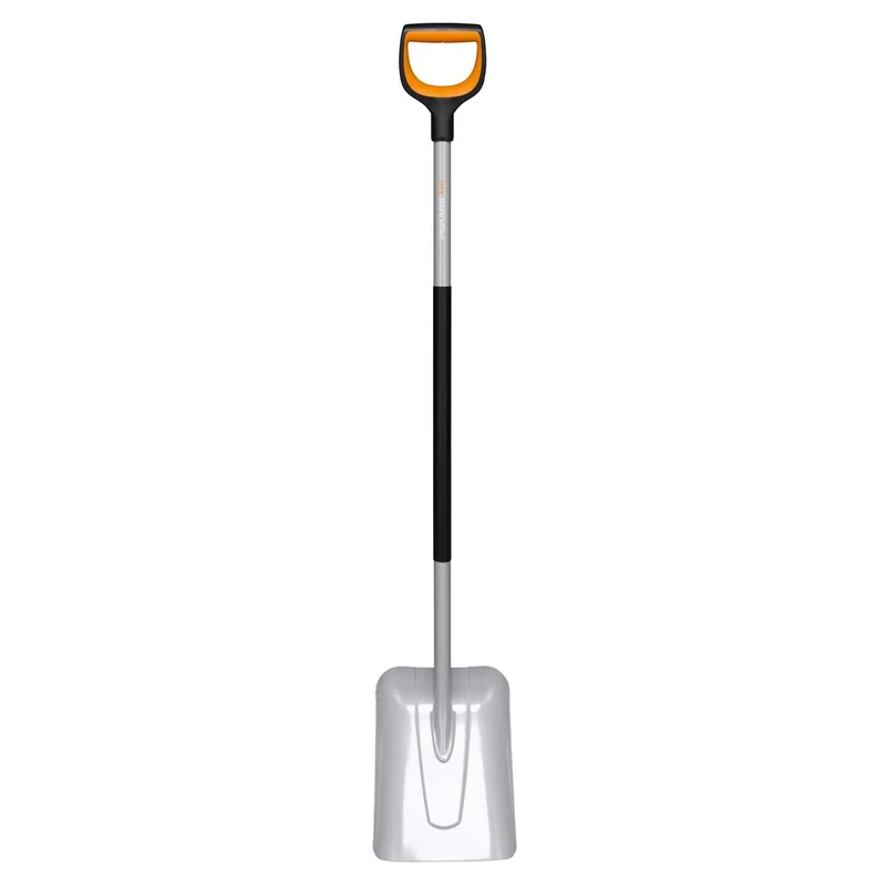Fiskars shovel for lifting and moving bulk material and snow, length: 130 cm, reinforced boron steel blade, black/orange, Xact, 1066731