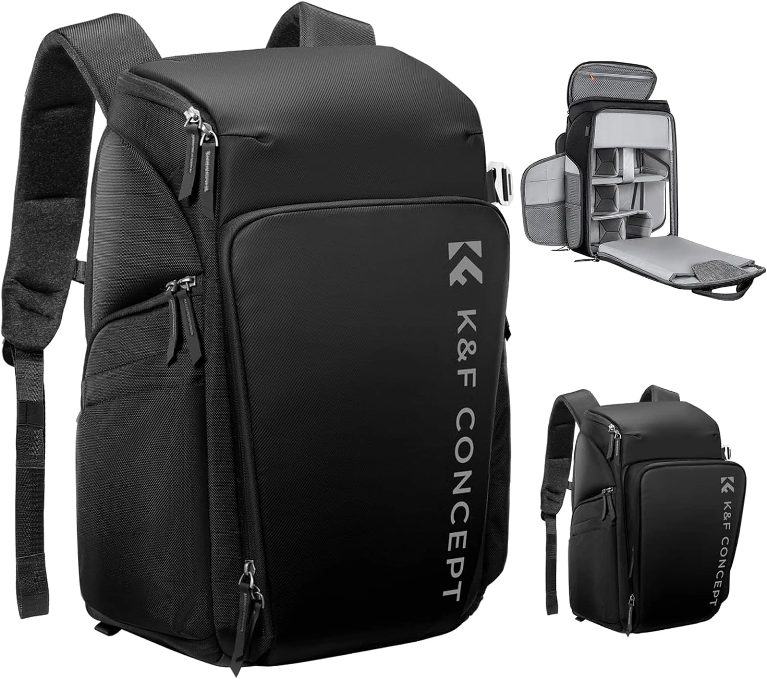 K&F Concept Camera Backpack 25L Camera Bags for Photographers Large Capacity Camera Case with Raincover,15.6 Inch Laptop Compartment Compatible for Canon/Nikon/Sony/DJI Mavic Drone Backpack