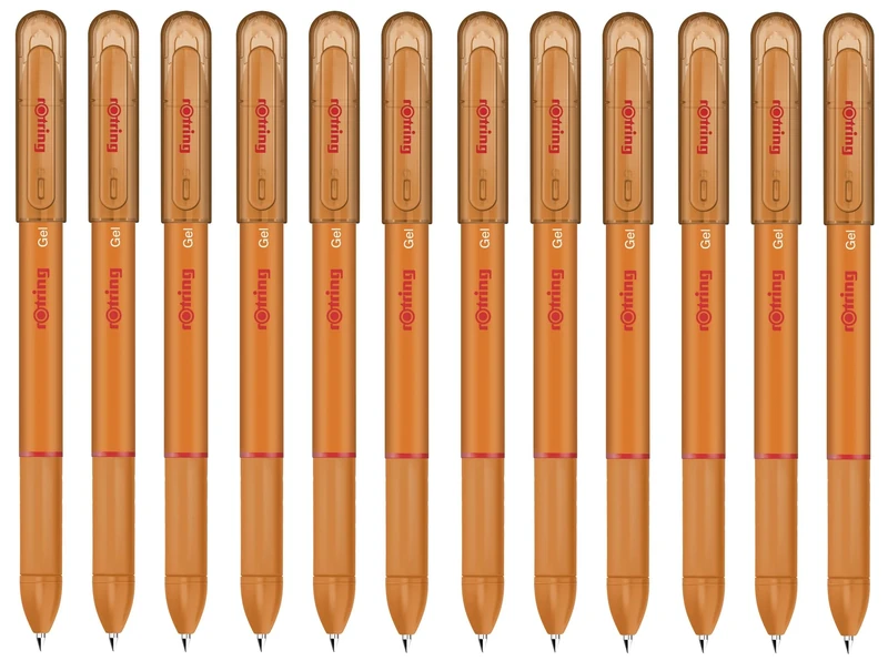 rOtring Gel Rollerball Pens - Medium Point 0.7mm - Orange Ink - Pack of 12 - Smooth Quick Drying Gel Ink - Rubber Grip