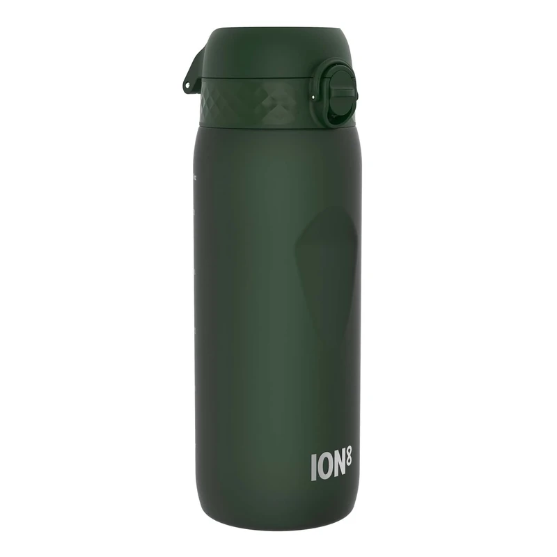 Ion8 Sports Water Bottle, 750 ml/24 oz, Leak Proof, Easy to Open, Secure Lock, Dishwasher Safe, BPA Free, Flip Cover, Carry Handle, Soft Touch Contoured Grip, Easy Clean, Odour Free, Dark Green