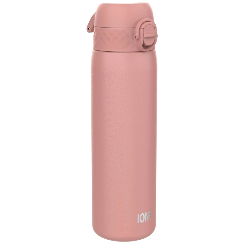 ION8 Lightweight Steel Water Bottle, 600 ml/20 oz, Non-Insulated, Leak Proof, Easy to Open, Secure Lock, Dishwasher Safe, Flip Cover, Fits Cup Holders, Carry Handle, Metal Water Bottle, Ash Rose Pink