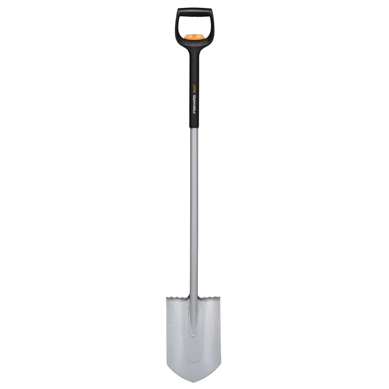 Fiskars Telescopic Shovel For Hard, Rocky Soil, Pointy, Length: 111-130 cm, Reinforced Boron Steel, Black/Orange, Xact, 1066732