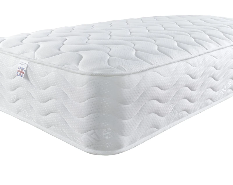 Aspire Beds Comfort Premium Aspire-Cool Touch Memory Foam & Eco Foam Sleep Layer System Bonnell Sprung Essentials Spring Hybrid Mattress, White Border, 4ft Small Double (4ft x 6ft3, 120cm x 190cm)