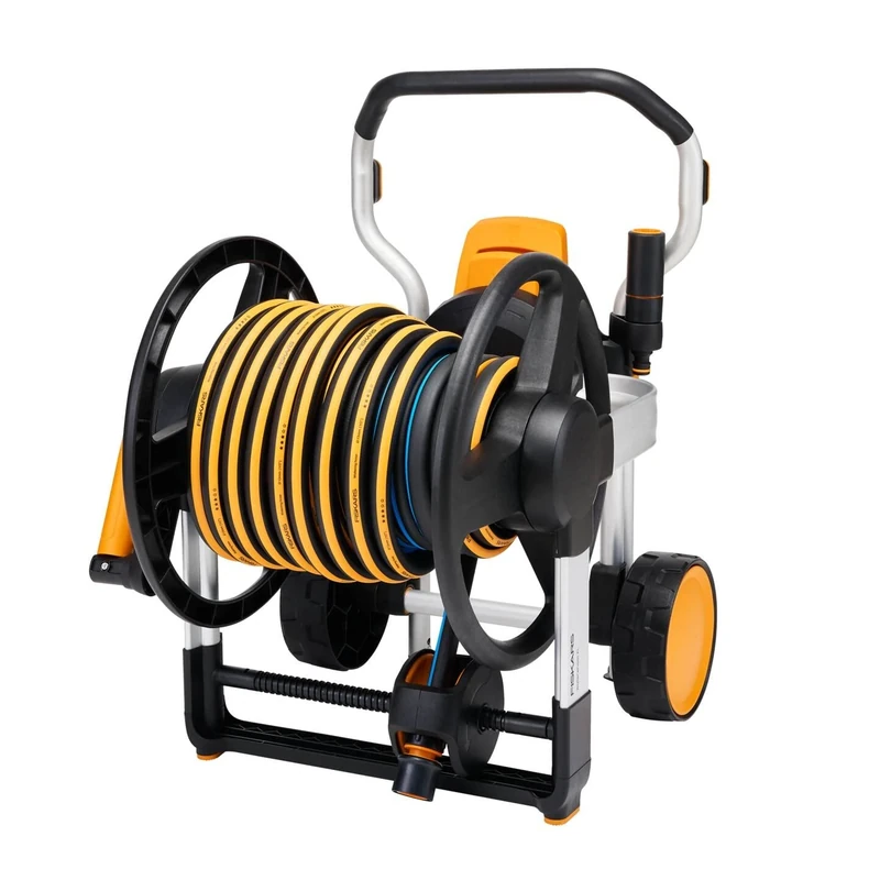 Fiskars Manual Waterwheel XL with Wheels, All-Inclusive Watering Kit, Manual Rolling, 21.5 m Total Range, Garden Hose in Universal Size (Diameter 13 mm), Universal Tap Connector, 1062256