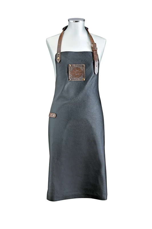 F.DICK 9166800-XL-01 Leather Cooking Apron for Men XL Black - Image 1