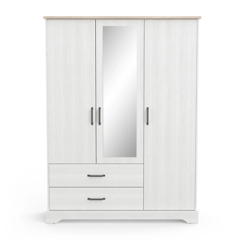 Demeyere Wardrobe, Engineered Wood, White, 148,6 x 57,1 x 199,6 cm