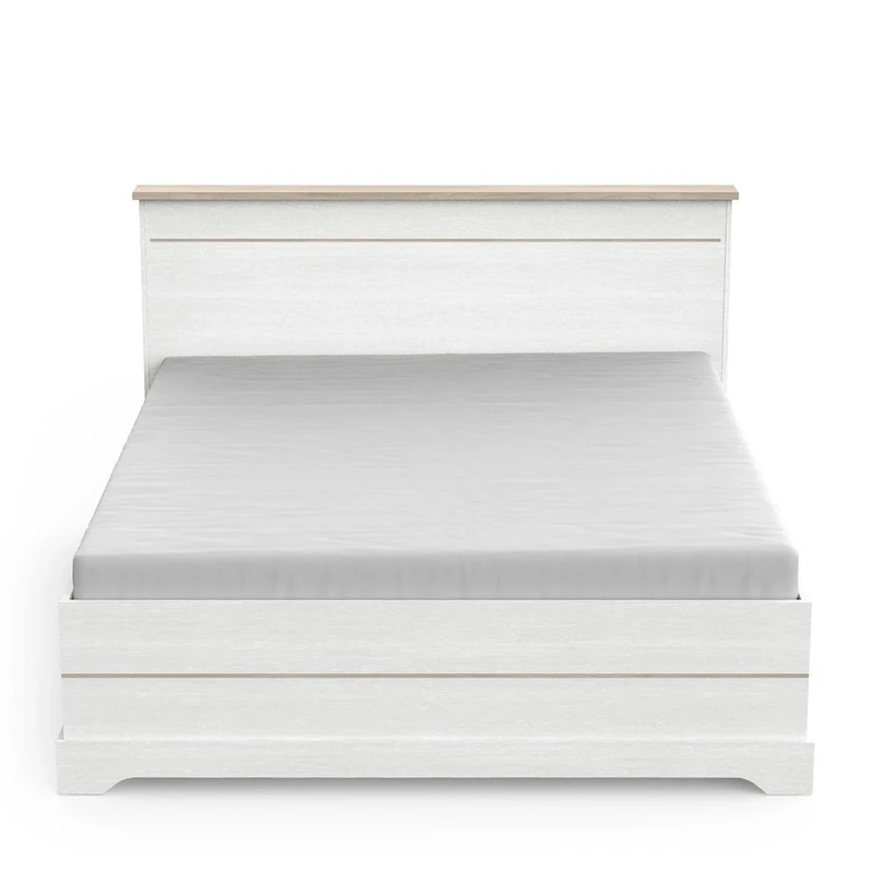 Demeyere Lit 160x200 Moderne 2 Tiroirs – Cale Réglable – Coloris Blanc & Chêne 173,8 x 215,1 x 102,2 cm