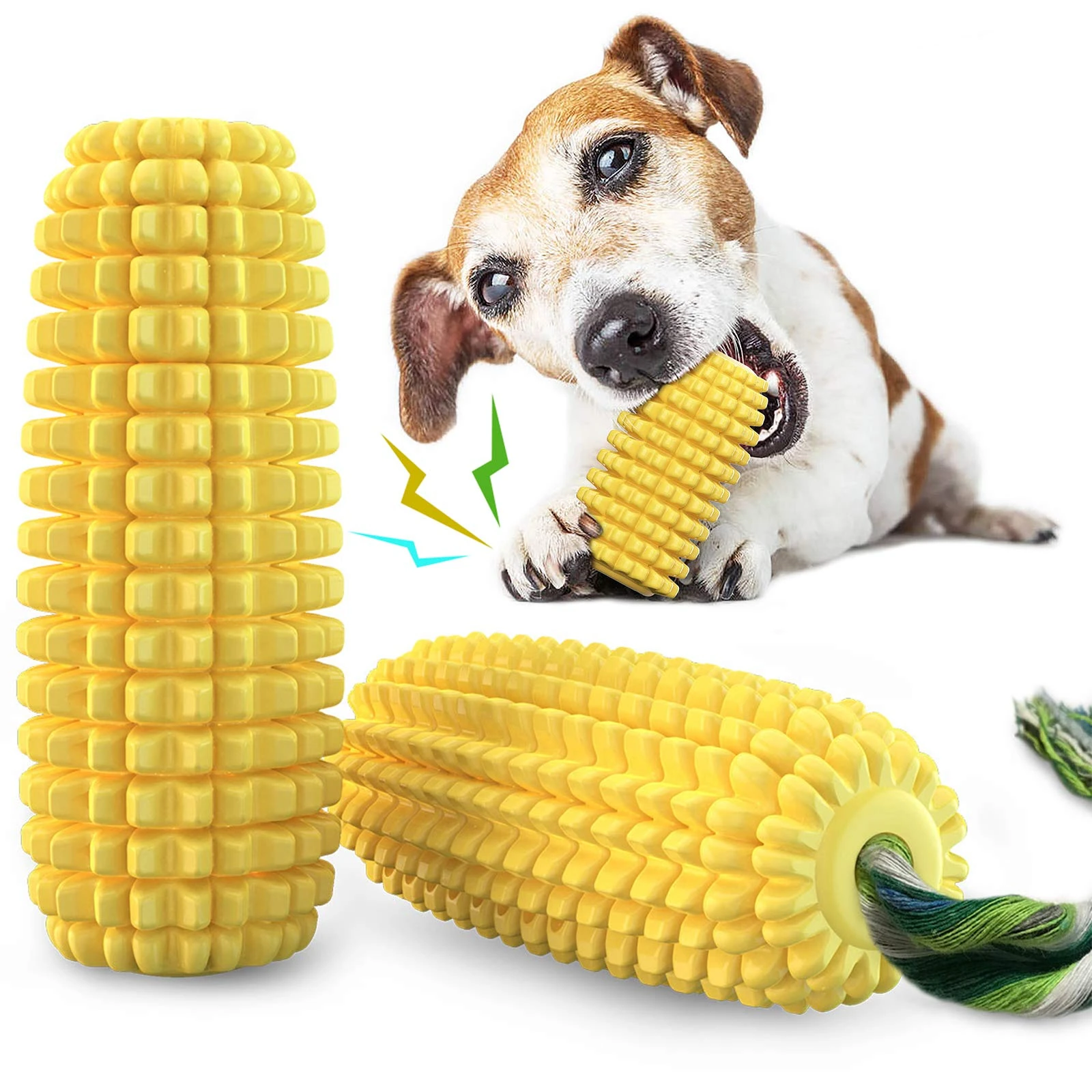 Acecy Dog Toys, Puppy Chew Toys, Indestructible Dog Toys for Teething and Boredom, Corn Stick Squeaky Toy for Small Medium Large Breeds