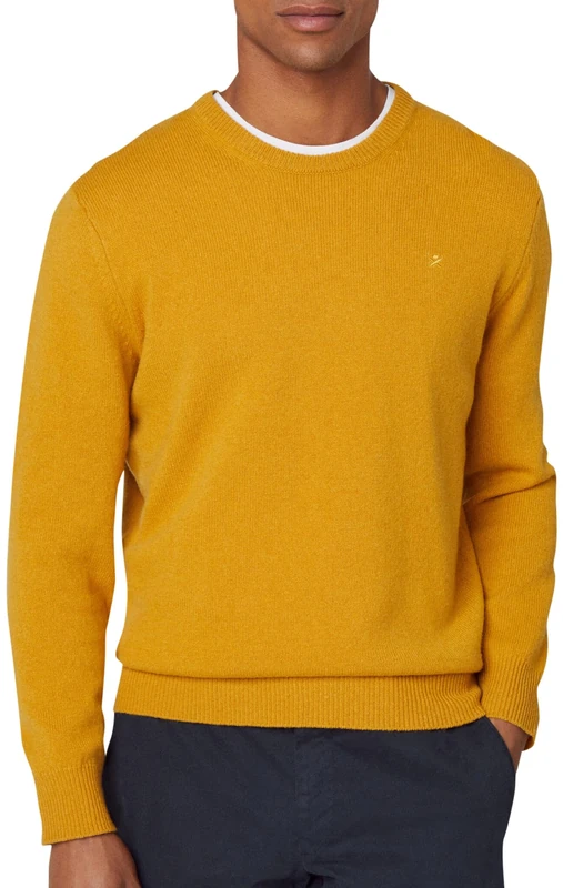 Hackett London Men's Lambswool Crew, Yellow (Mustard), L