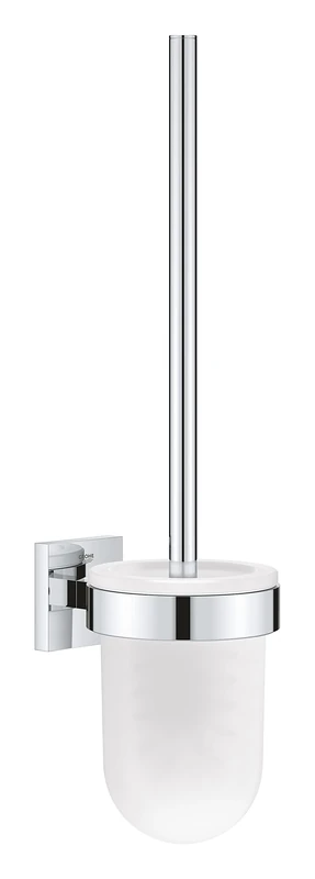 GROHE Start Cube Toilet Brush Set (Material: Glass & Metal, Wall Mounted, Durable Sparkling Sheen, Including Screws and Dowels), Size 399 mm, Extra Easy to Fit with GROHE QuickGlue, Chrome, 40977000
