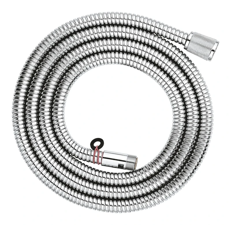GROHE Metal Hose for Bath Rim – Replacement Bath Hose 2 m (Installation Under Tiled Surround and Shower Sets, Connection G 1/2'' x 3/8''), Chrome, 22116000