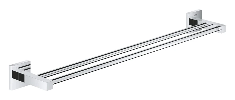 GROHE Start Cube Double Towel Rail – Bathroom Wall Mounted Dual Towel Bar (Metal, Concealed Fastening, Including Screws and Dowels, Durable Sparkling Sheen), Size 654 mm, Chrome, 41104000