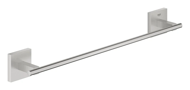 GROHE Start Cube Towel Rail – Bathroom Wall Mounted Towel Holder (Metal, Concealed Fastening, Including Screws and Dowels), Size 450 mm, Easy to Fit with GROHE QuickGlue, Stainless Steel, 40987DC0