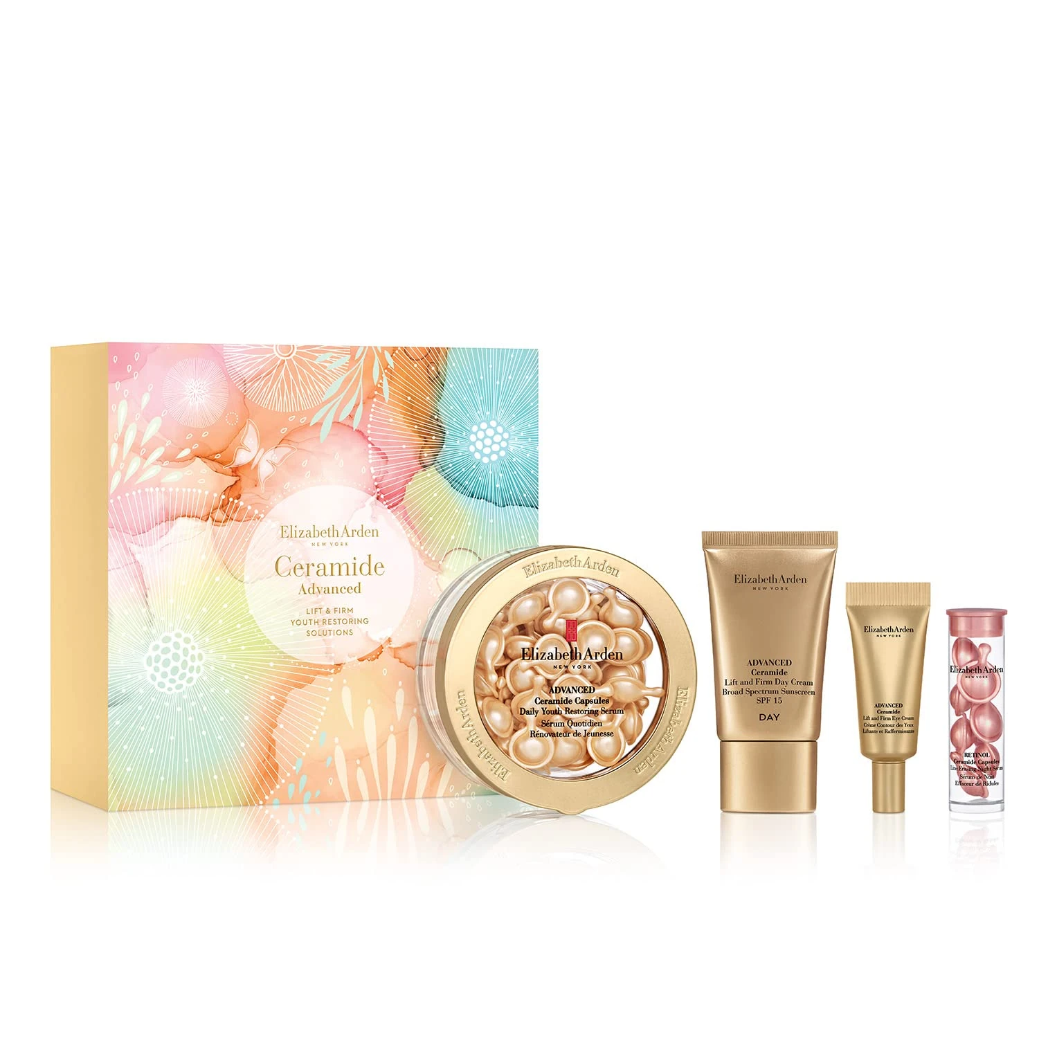 Elizabeth Arden LIFT & FIRM YOUTH RESTORING SOLUTIONS Advanced Ceramide Capsules 60-piece Gift Set (Worth £121.40) skincare gifting for women