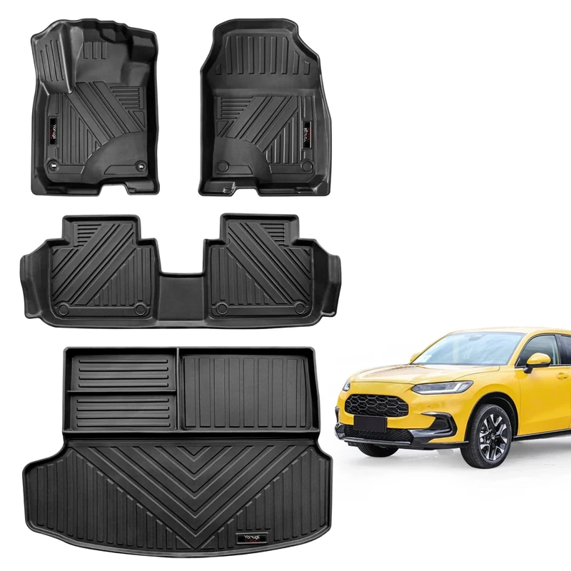 Yonugli Custom Fit for 2023 2024 Honda HR-V Floor Mats and Cargo Liner Full Set All Weather TPE Rubber Protection Mat Honda HRV Accessories (Floor Mats+Cargo Liner)