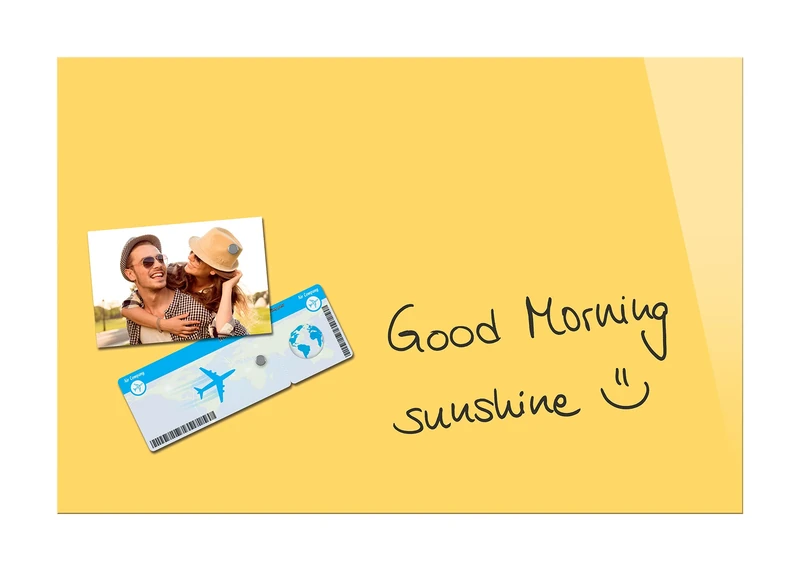 Be!Board B1208 Magnetic Glass Board / Magnetic PinBoard / WhiteBoard / Dry Wipe Board, 60 x 40 cm, Yellow