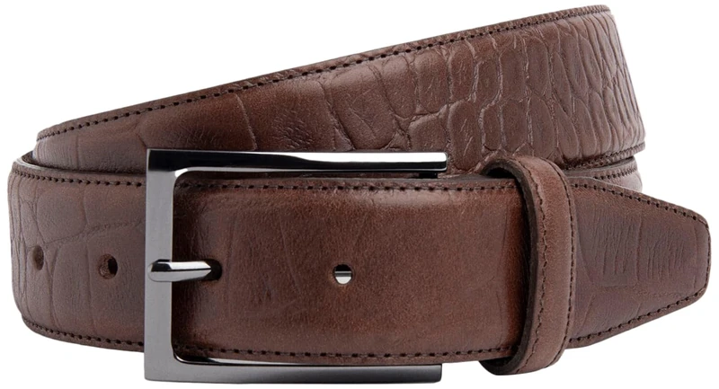 Hackett London Men's Croc Emboss Belt, Brown (Brown), 38