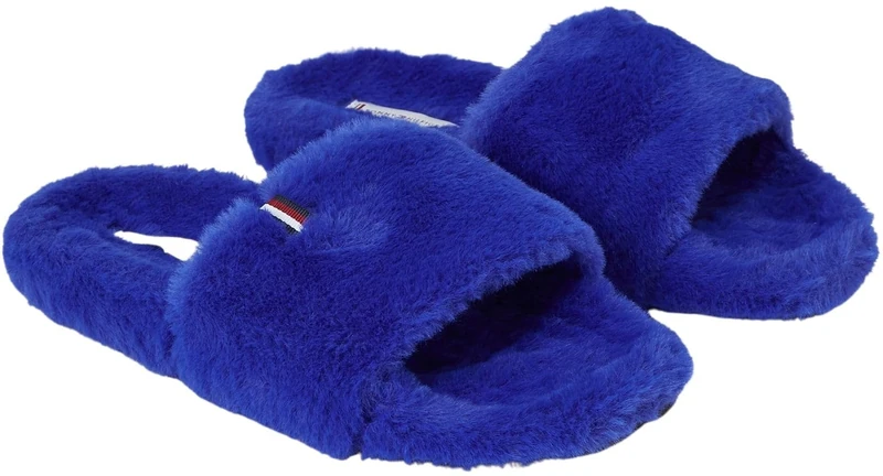 Tommy Hilfiger Women Fur Home Slippers Slides Plush, Blue (Ultra Blue), 4.5 UK - Image 1