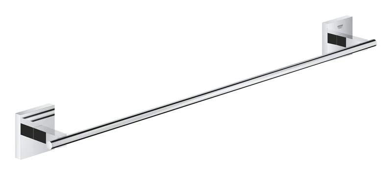 GROHE Start Cube Towel Rail – Bathroom Wall Mounted Towel Holder (Metal, Concealed Fastening, Including Screws and Dowels), Size 600 mm, Extra Easy to Fit with GROHE QuickGlue, Chrome, 41089000