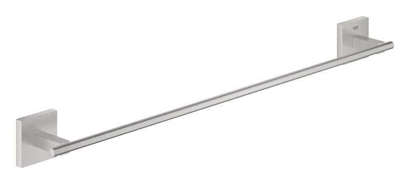 GROHE Start Cube Towel Rail – Bathroom Wall Mounted Towel Holder (Metal, Concealed Fastening, Including Screws and Dowels), Size 600 mm, Easy to Fit with GROHE QuickGlue, Stainless Steel, 41089DC0