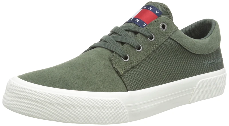 Tommy Jeans Men Skate Derby Trainers Vulcanised, Green (Pewter Green), 11 UK