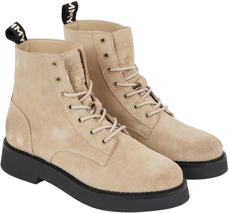 Tommy Jeans Women Chelsea Boot Lace Up Ankle-High, Beige (Sandalwood), 6 UK