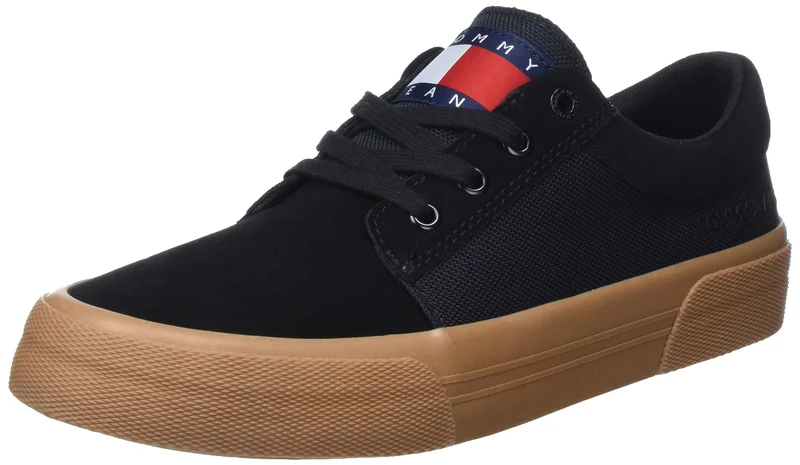 Tommy Jeans Men Skate Derby Trainers Vulcanised, Black (Black), 10.5 UK - Image 1