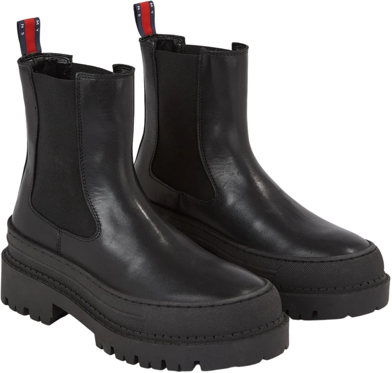 Tommy Jeans Women Chelsea Boot Foxing Leather, Black (Black), 4 UK