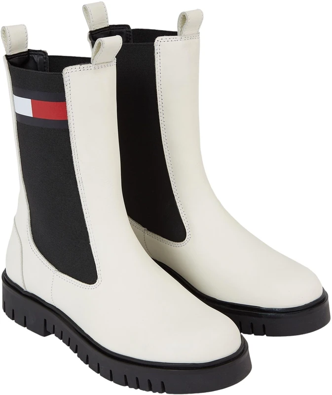 Tommy Jeans Women Chelsea Boot Long Leather, Off-White (Rich Cream), 6 UK