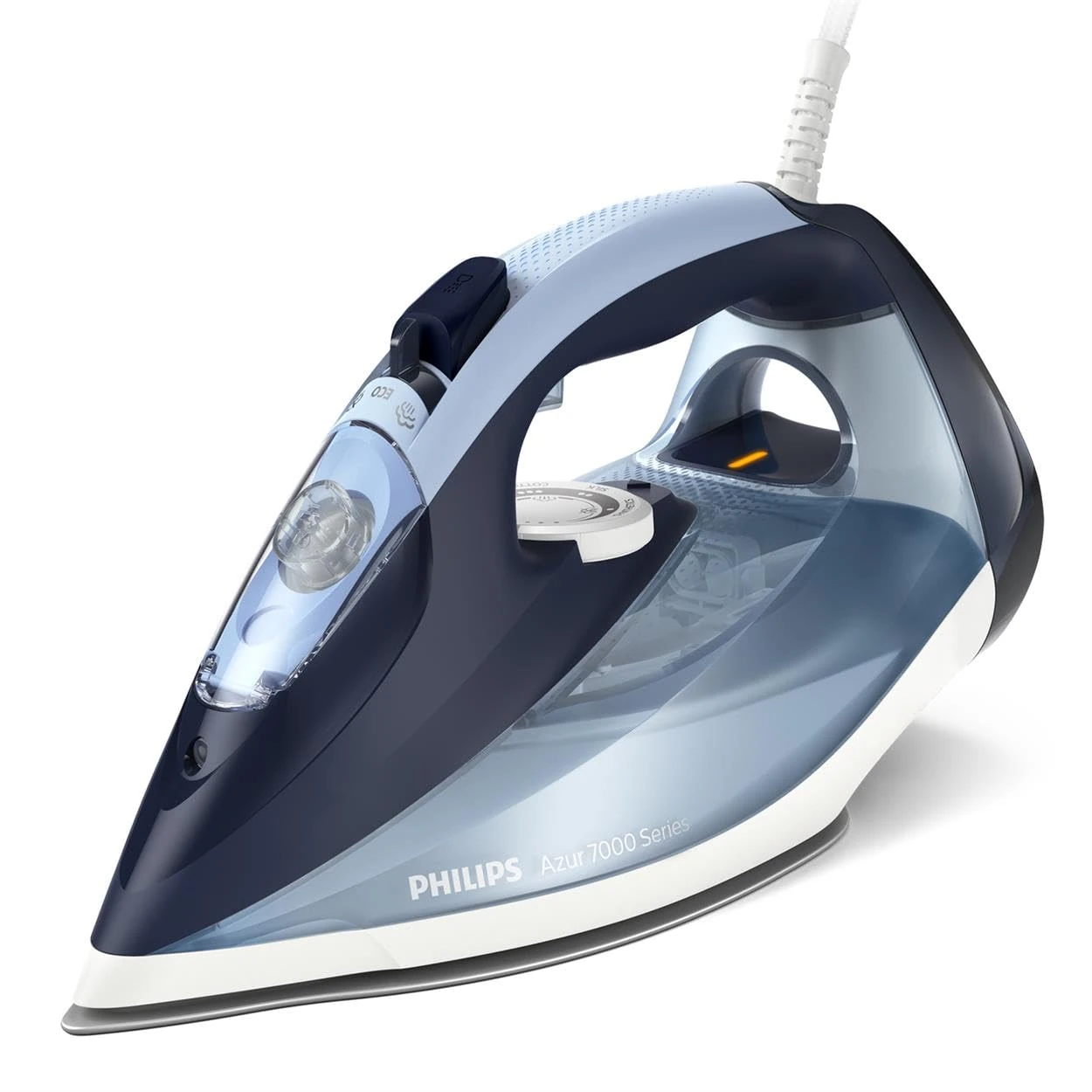 Philips Azur 7000 Series Steam Iron - 2800 W, 50 g/min Continuous Steam, 250 g Steam Boost, Vertical Steam, SteamGlide Plus Soleplate, Louros/Cotton Blue (DST7020/20)