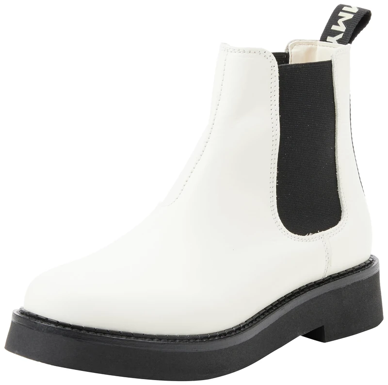 Tommy Jeans Women Chelsea Boot Flat Ankle-High, Off-White (Rich Cream), 6.5 UK