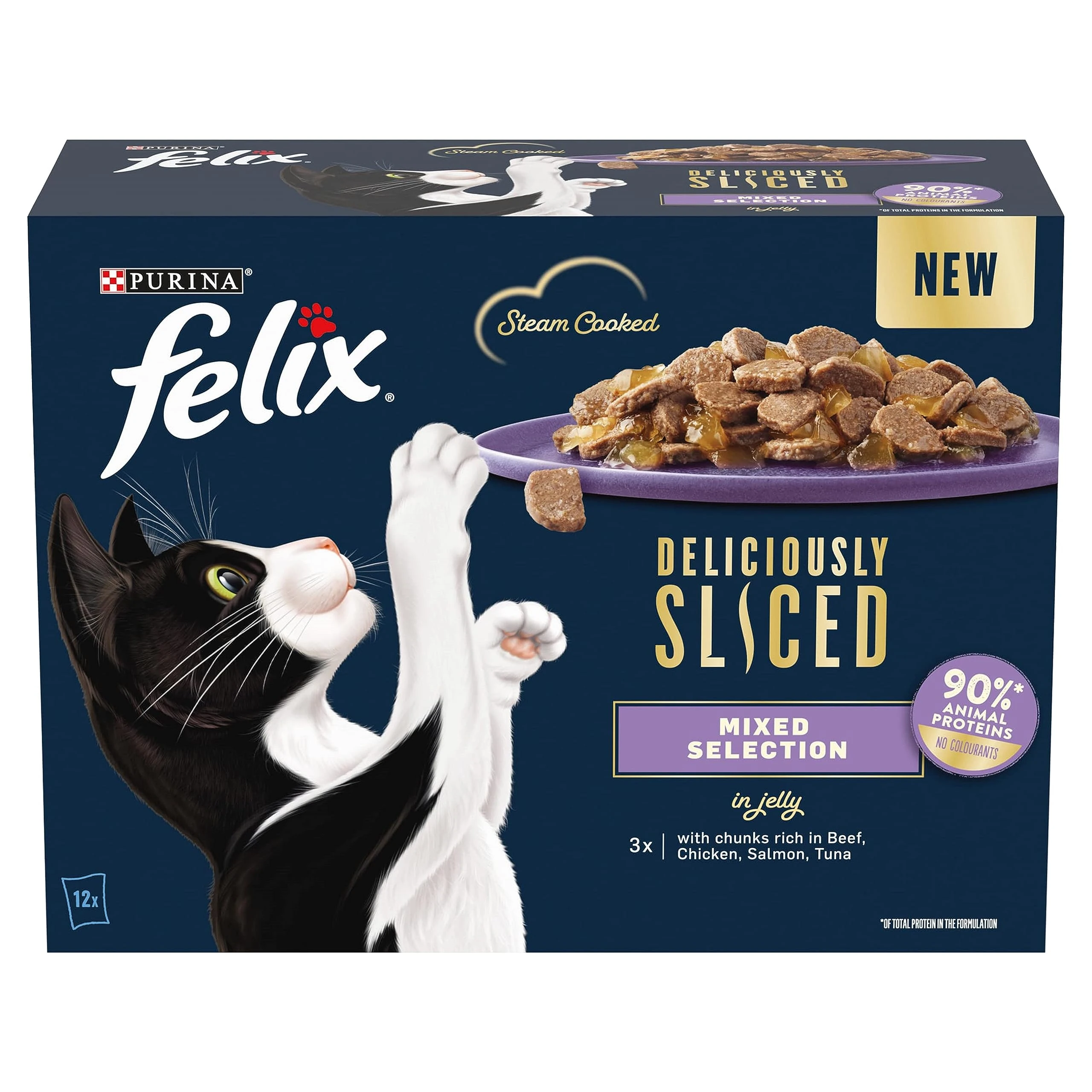 Felix Deliciously Sliced Adult Wet Cat Food Mixed Selection 12x80g, Pack of 4