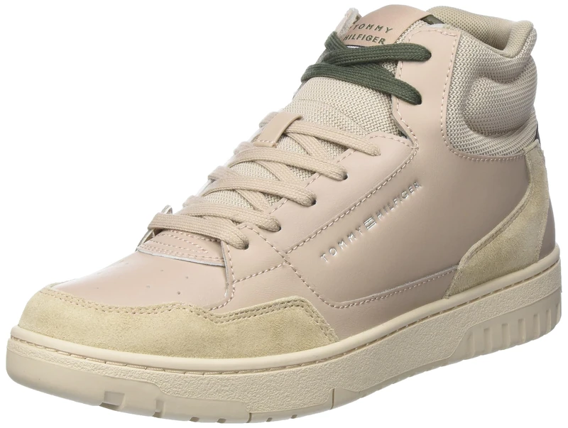 Tommy Hilfiger Men Cupsole Basket Core Midcut Trainers, Beige (Cashmere Creme), 11 UK