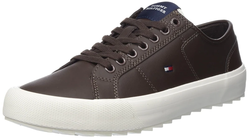 Tommy Hilfiger Men Cleated Trainers Shoes Vulcanised, Brown (Cocoa), 8 UK - Image 1