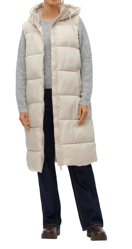 VERO MODA Bestseller A/S Women's VMLIGAANE Waistcoat NOOS Vest, Pumice Stone, S, Pumice Stone, S