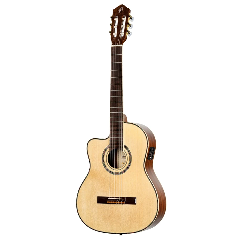 Ortega Guitars Classical Guitar Left-Handed – Electro-Acoustic, 4/4 – Family Series Pro – Including Gig Bag – Solid Engelmann Spruce, Mahogany, Natural (RCE141NT-L)