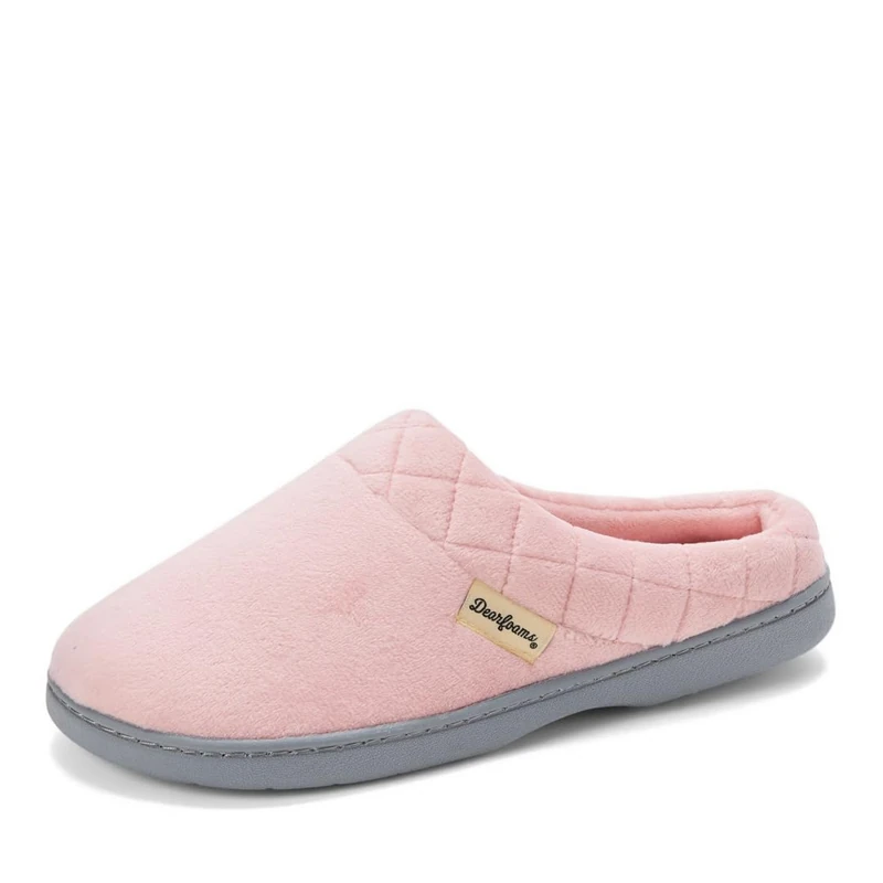 Dearfoams Women's Indoor/Outdoor Memory Foam Darcy Microfiber Velour Clog, Wide Widths Slipper, Pale Mauve, 5/6 UK - Image 1