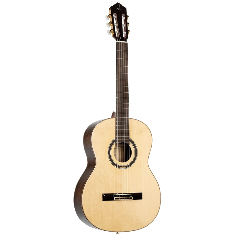Ortega Guitars 4/4 Classical Guitar – Performer Series – Including Gig Bag – Solid Sitka Spruce / Walnut, Gloss Natural (R158)
