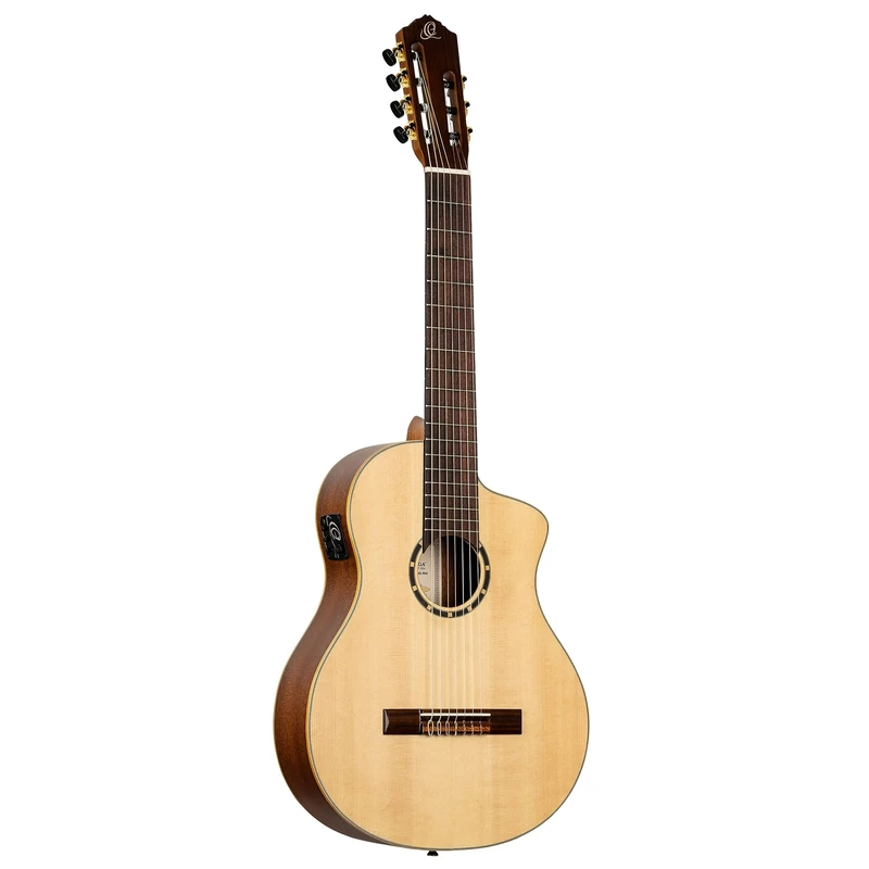 Ortega Guitars 7-Stringed Classical Guitar – Electro-Acoustic, 4/4 – Family Series Pro – Including Gig Bag – Solid Spruce, Sapele, Natural (RCE133-7)