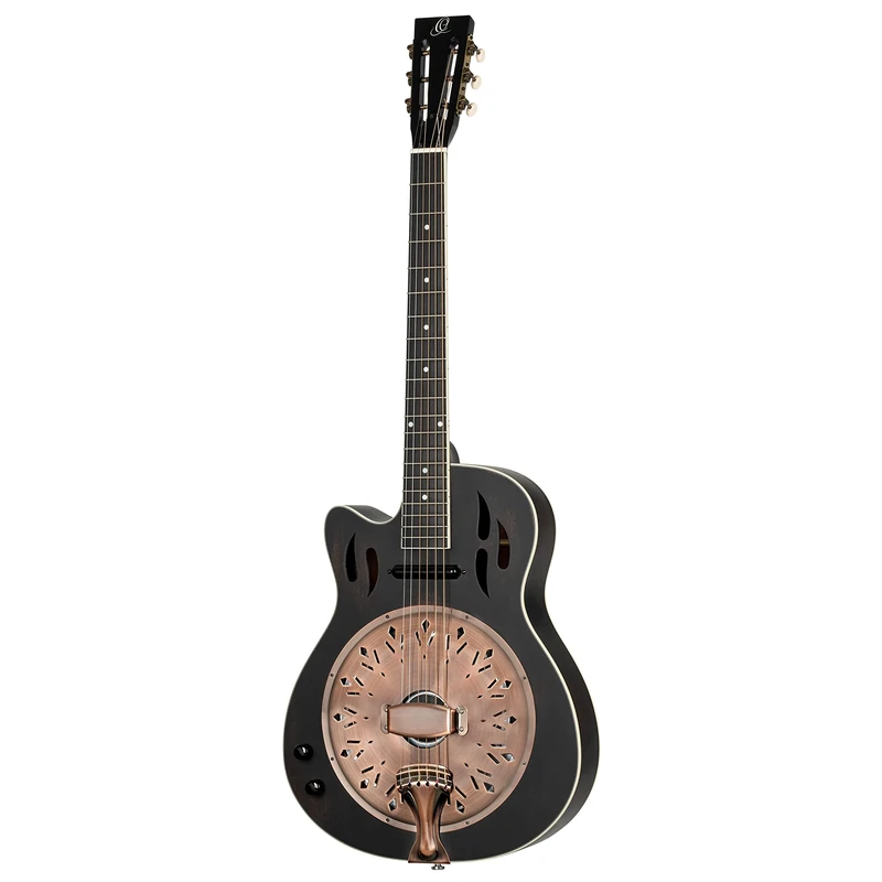 Ortega Guitars Resonator Guitar Left-Handed – Electro-Acoustic, Lipstick Pickup – Americana Series – Mahogany, Black (RRG40CE-DBK-L)