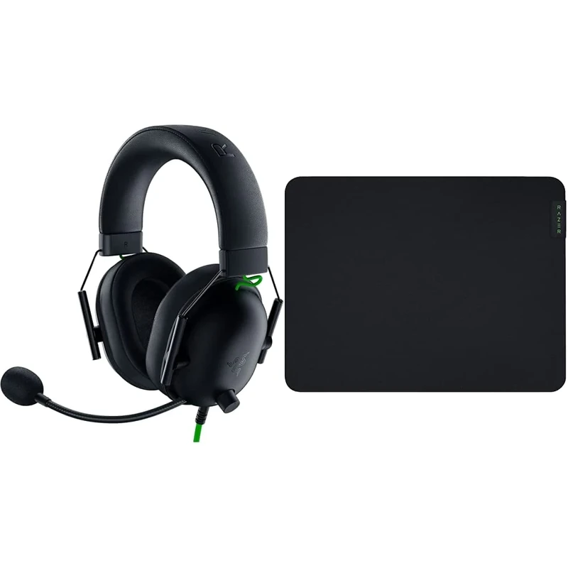 Razer BlackShark V2 X - Multi-Platform Wired Esports Headset, Black & Gigantus V2 Medium - Soft Medium Gaming Mouse Mat for Speed and Control (Non-Slip Rubber, 36 x 27 x 0.3cm) Black