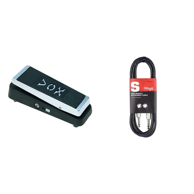 VOX WAH V847 - Classic Wah-Wah Guitar Pedal & Stagg SGC6DL 6m/20 ft Deluxe Standard Guitar Cable - Black - Image 1