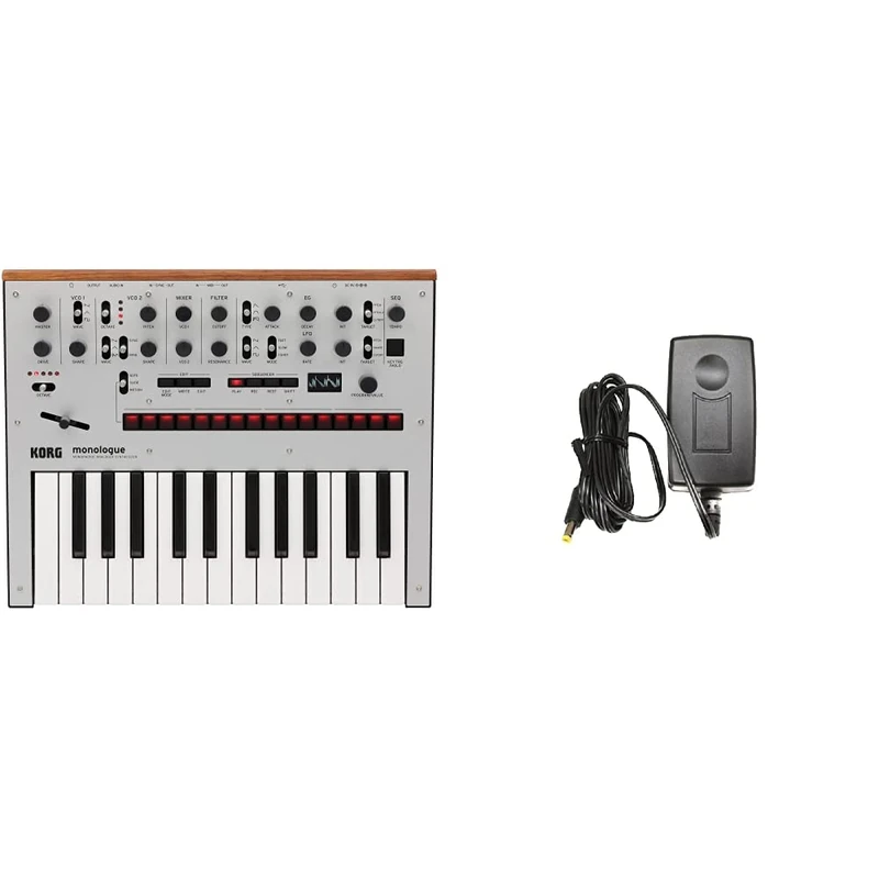 Korg MONOLOGUE Monophonic Analog Synthesiser - Silver & KA-350-UK 9V/1.7A Power Supply (UK)