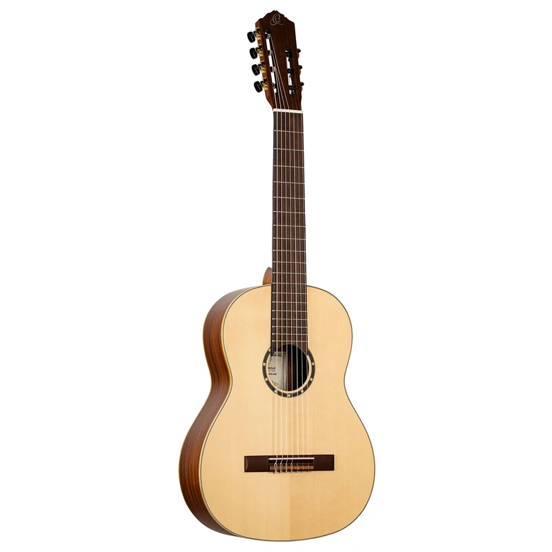Ortega Guitars 7-Stringed Classical Guitar – 4/4 – Family Series Pro – Including Gig Bag – Solid Spruce, Sapele, Natural (R133-7)
